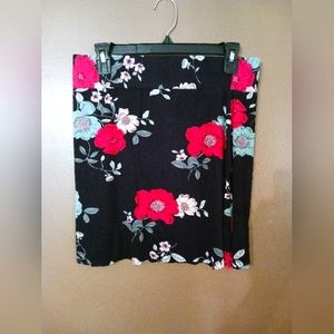 ANA Black Floral Mini Skirt